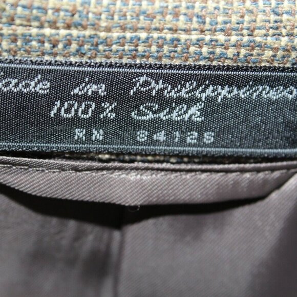 Taylor Henry Tailored 40R Olive Blue 100% Silk Acetate Lined Blazer Jacket - Picture 8 of 8